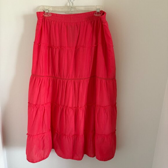 ITALIAN Cotton Women's Summer Boho Skirt Elastic Waist Pleated A Line Flowy Sz M - Picture 2 of 4